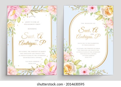 soft watercolor roses wedding invitation card set