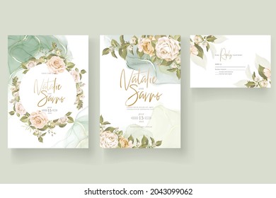soft watercolor roses wedding invitation card set