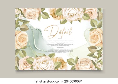 soft watercolor roses wedding invitation card sett