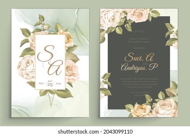 soft watercolor roses wedding invitation card set
