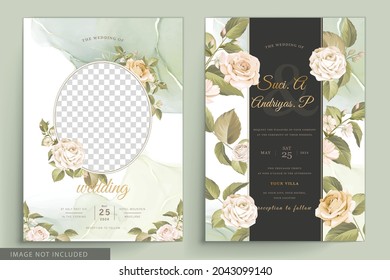 soft watercolor roses wedding invitation card set