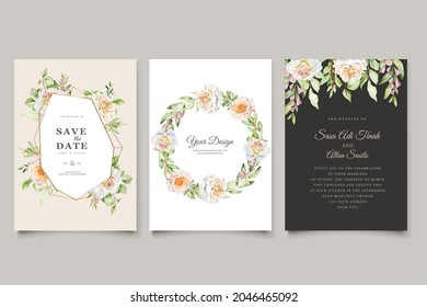 soft watercolor roses wedding invitation card set