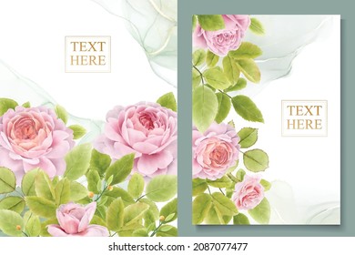 soft watercolor roses wedding invitation card set