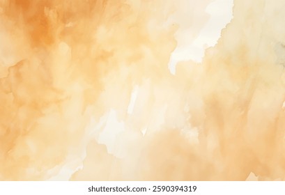 Soft watercolor swirls in shades of orange and cream blend seamlessly, providing a calm and inviting backdrop ideal for artistic projects or design work. Abstract aesthetic serves as a great canvas