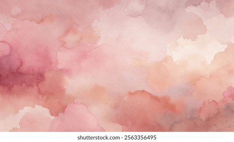 Soft watercolor textures in warm pink and beige tones evoke a peaceful ambiance.