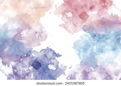 Soft watercolor washes in delicate pastel hues dance across a crisp white canvas.