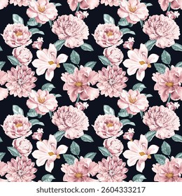 Soft Watercolor Wildflower Pattern White Background
