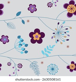 Soft Watercolor Wildflower Pattern White Background