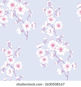 Soft Watercolor Wildflower Pattern White Background