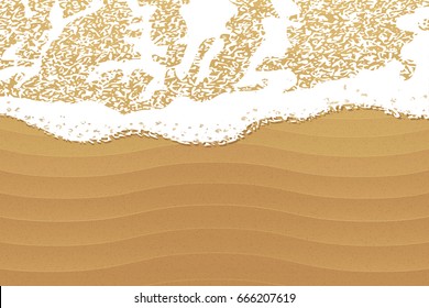 Soft Wave Sea On Sandy Beach. Color vector illustration