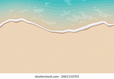 Soft waves with foam of blue ocean on the sandy summer beach.