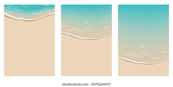 Soft waves with foam of blue ocean on the sandy summer beach.