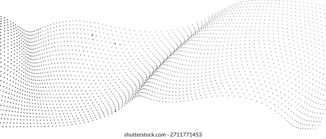 Patrón de flujo de punto de semitono ondulado suave para pósters modernos, fondos mínimos, diseños tecnológicos, Ilustración vectorial de Diseños digitales fluidos