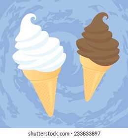 Soft whipped ice-cream in cones