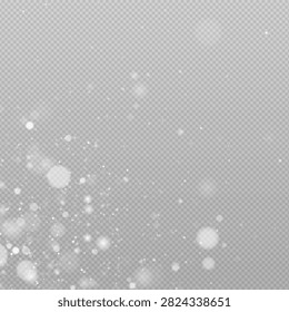 Soft white bokeh light spots scattered with subtle glow on transparent background