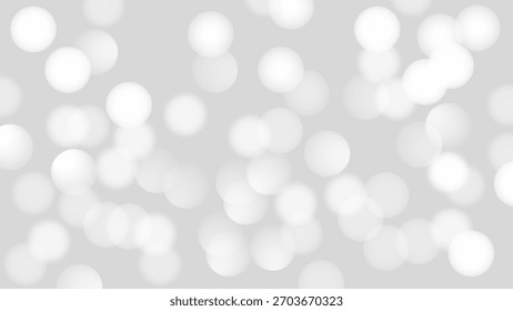 Soft white bokeh lights on gray background create dreamy and serene atmosphere