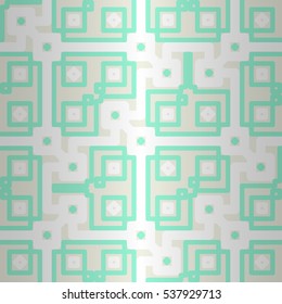 Soft white decorative seamless pattern in maze style. Complex mosaic repeatable backdrop. Classic design. Vector background. Colored, contrast design for curtain, web, carpet or other purpose.