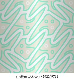 Soft white fancy seamless pattern in zigzag style. Bright, graphical design for web, game, fabric or other purpose. Contemporary tracery. Tangled mosaic repeatable backdrop.