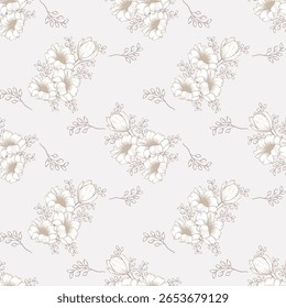 Vetor de padrão sem emenda floral branco suave para tecido, este vetor de padrão sem emenda floral é perfeito para designs de vetor de padrão sem emenda floral do casamento