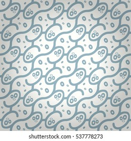 Soft white geometric seamless pattern in tissue cells style. Contemporary tracery. Colored, graphic design for ads, packing-paper, curtain or other purpose.
