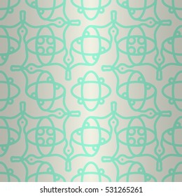 Soft white geometrical seamless pattern background in alien style.
