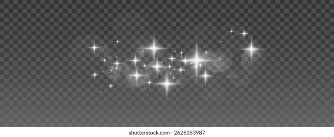 Soft white glitter texture with shine, sparkles and magical bokeh light, isolated vector for winter celebration, xmas decor, or elegant light effect design