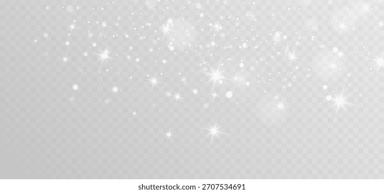 Blancos destellos suaves brillantes y partículas de luz dispersas a través de un fondo transparente, creando una atmósfera de ensueño.