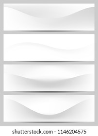 Soft white & grey tone, abstract wavy lines minimal concept horizontal banners, backgrounds. Ideal for brochure and flyer cover template, layout.
