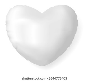 Soft white heart shaped pillow casting a gentle shadow on a pristine white background, embodying love, comfort, and relaxation in a cozy setting perfect for bedrooms and romantic occasions