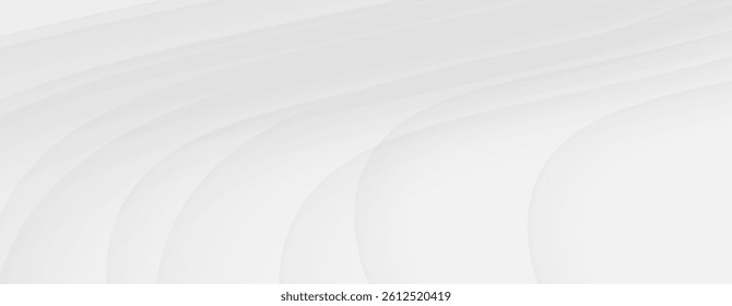 Soft white and light gray curved lines overlap gently creating a minimalist abstract background texture.