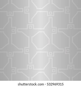 Soft white, light gray decorative seamless pattern background in alien style. Contemporary decor.