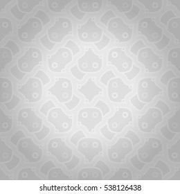Soft white, light gray fancy seamless pattern in tribal style. Knotty tessellated repeatable backdrop.