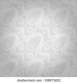 Soft white, light gray fancy seamless pattern in fractal style. Compound tessellated repeatable backdrop. Actual motif.