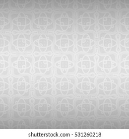 Soft white, light gray geometric seamless pattern background in tribal style. Equable medley repeatable backdrop.