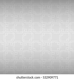 Soft white, light gray ornamental seamless pattern background in maze style. Colored, graphic design for packing-paper, ads, game or other purpose. Knotty mosaic repeatable backdrop.
