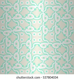 Soft white ornamental seamless pattern in alien style. Vector background.