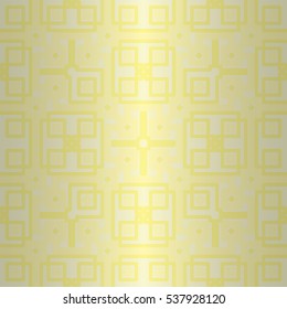 Soft white ornamental seamless pattern in labyrinth style. Intricate mosaic repeatable backdrop.