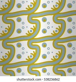 Soft white ornamental seamless pattern in primitive style. Equable tessellated repeatable backdrop. Colorful, contrast design for fabric, ads, packing-paper or other purpose. Vector background.