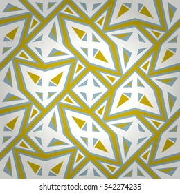 Soft white ornamental seamless pattern in kaleidoscopical style.