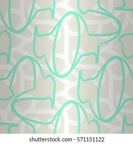 Soft white ornamental seamless pattern in science style. Colored, symmetric design for banner, fabric, textile or other purpose. Complicated mosaic repeatable backdrop.