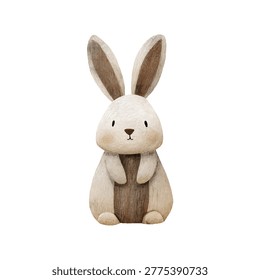 Soft white plush bunny toy with brown ears for decorative display