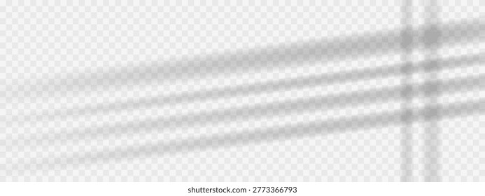Soft window blinds shadow overlay on transparent background