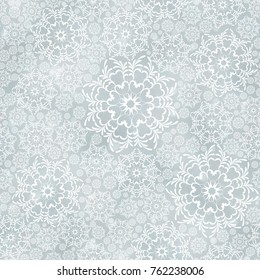 Soft winter seamless pattern, background with snowflakes. Vector illustration