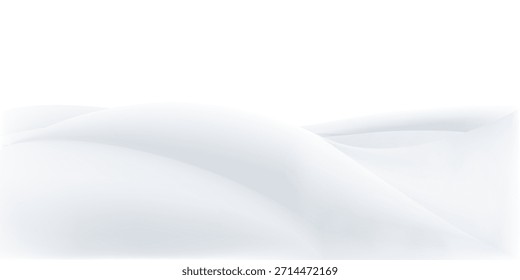 Fundo de neve suave de inverno com formas suaves 3D e gradientes de luz. Paisagem congelada realista para projetos de férias, cartazes, cenas de inverno, cartões de saudação e ilustrações sazonais.