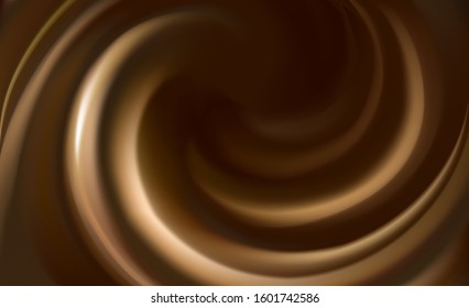Soft wonderful circular mixed depth sepia curvy eddy ripple luxury illustration design. Beautiful yummy cook volute hot fluid melt splesh sweet choco surface text space on deep maroon chestnut color