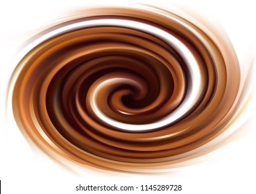 Soft wonderful mixed dark beige curvy eddy ripple luxury fond. Beautiful yummy volute fluid melt sweet choco cremy surface with space for text on glowing milky white stripe in middle of funnel