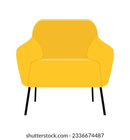 Soft yellow armchair in flat style. Vector illustration for web, banner, sale