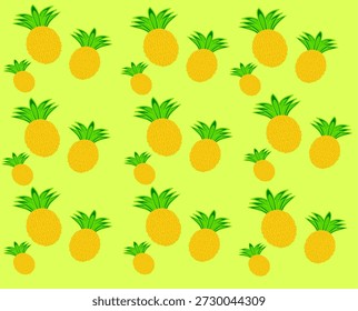 Weich-gelber Hintergrund mit hellen Ananas-Illustrationen, perfekt für tropische Designs, Werbeaktionen und kreative Inhalte