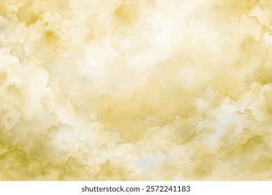 Soft yellow background, watercolor texture, abstract cloud patterns, light and airy feel, ideal for design projects.