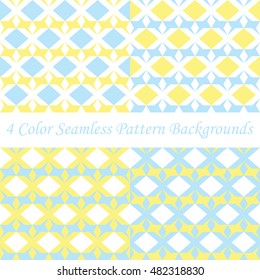 Soft yellow and blue color asterisk, star and diamond shapes seamless pattern background.